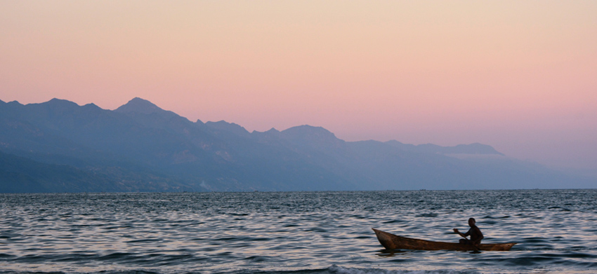 04 Lake Nyasa, Lake Malawi, Blue Canoe, Matema